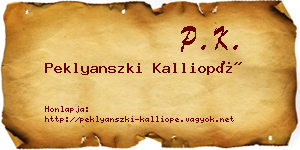 Peklyanszki Kalliopé névjegykártya